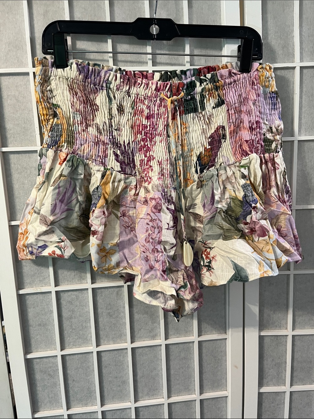 Zara Floral Smocked Ruffle Shorts - Cream, Pink, Purple, Green, Yellow
